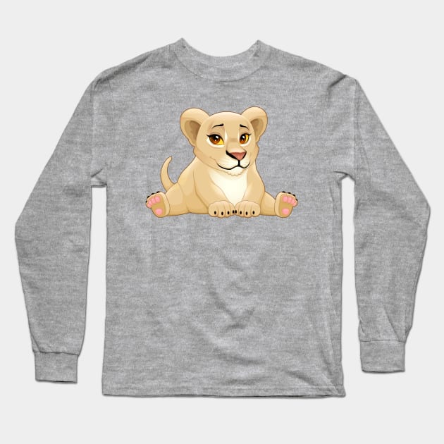 Baby lion with cute eyes Long Sleeve T-Shirt by ddraw